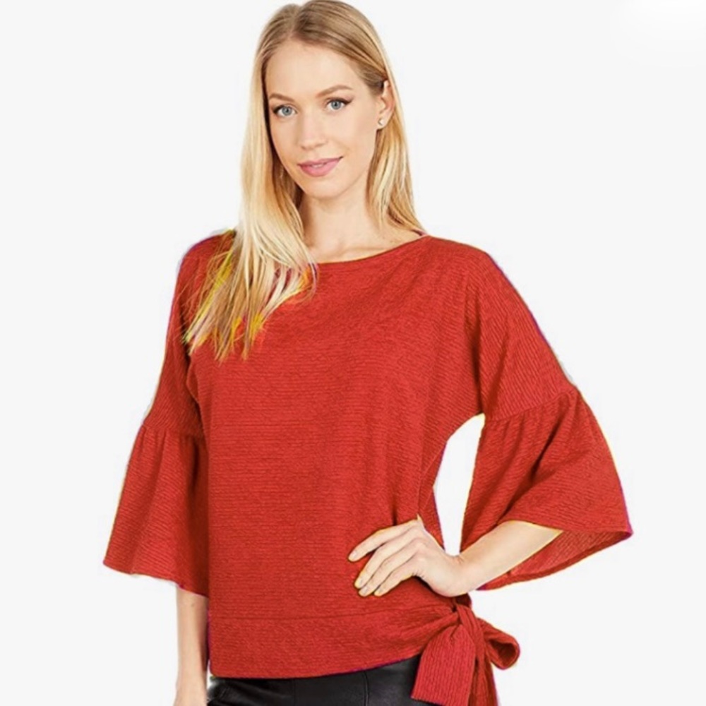 MICHAEL Michael Kors Pin Tuck Side Tie Top - NWT
